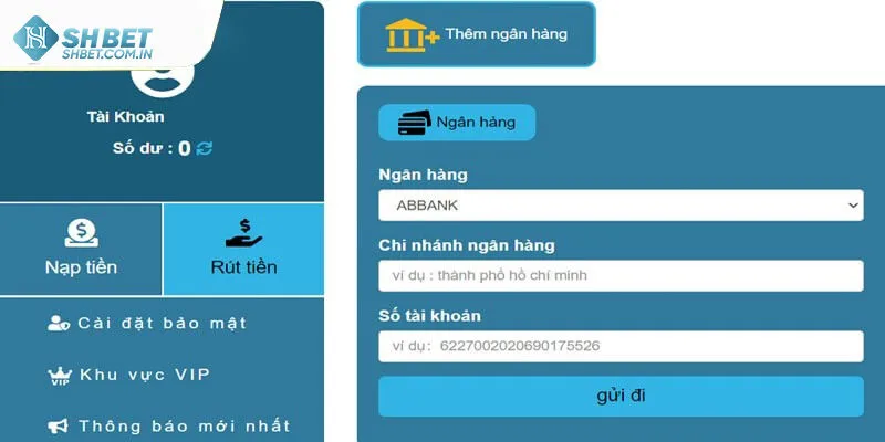 Hướng dẫn rút tiền Shbet chuẩn cho người mới